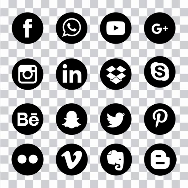 Social media Computer Icons, social icons, Silhouette icons, black icons, text, logo, monochrome png