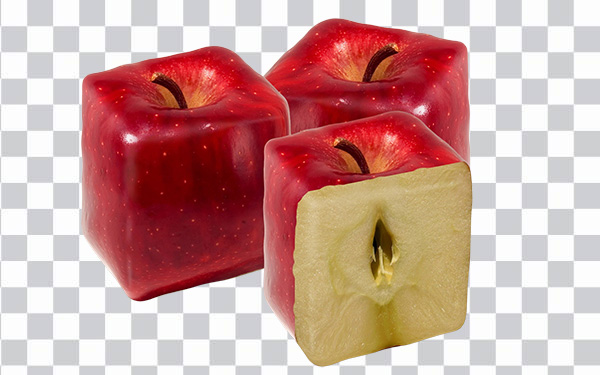 Square Apples, Mele quadrate giapponesi <br> Red apples, half cut apple, Japanese, png free