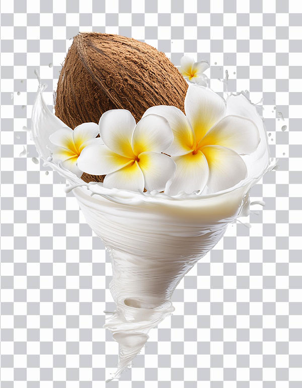 Coconut with Flowers, Milk Splash, coco milk, <br> Summer Wallpaper, coco powder png free