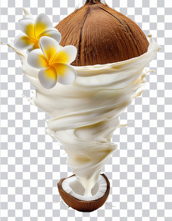 Coconut with Flowers, Milk Splash, coco milk, <br> Summer Wallpaper, coco powder milk twister png free