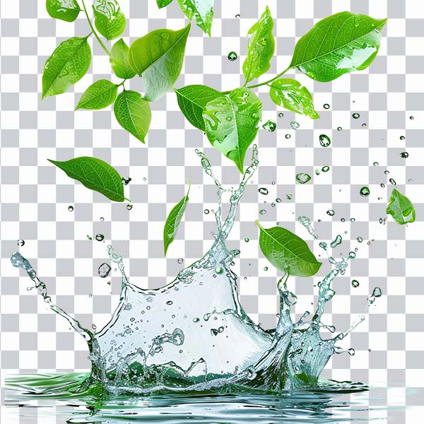 Water Splash, green, leaves falls into water, <br> drinking water, nature, illustration, png free